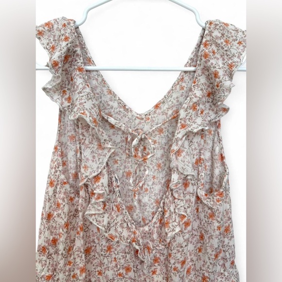 Women's Melrose and Market Flutter Sleeve Floral Tie Back Blouse Size Small - Picture 5 of 6